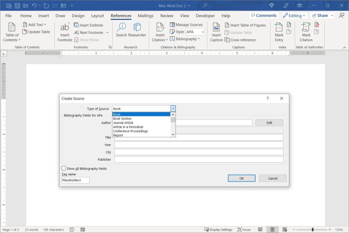 Comment créer une bibliographie dans Word sur Windows et Mac 4 Boîte pour ajouter une nouvelle source et citation dans Word.
