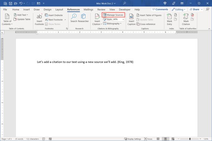 Comment créer une bibliographie dans Word sur Windows et Mac 7 Bouton Gérer les sources sur l'onglet Références.