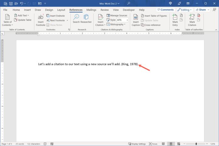 Comment créer une bibliographie dans Word sur Windows et Mac 6 Citation dans le texte dans Word.