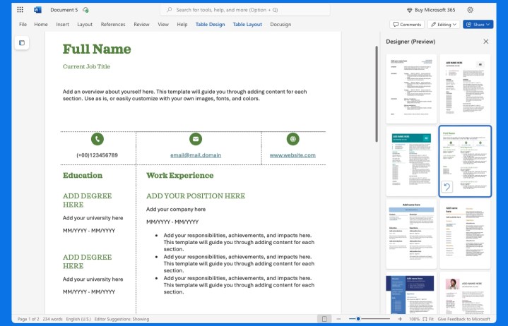 Comment créer un CV dans Microsoft Word 6 Modèle de CV dans Word en ligne.