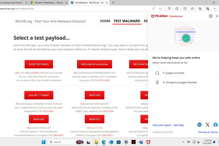McAfee ou Avast One : Quel antivirus pas cher est le meilleur 3 J'ai testé McAfee antivirus sur Wicar.org et il a bloqué le malware.