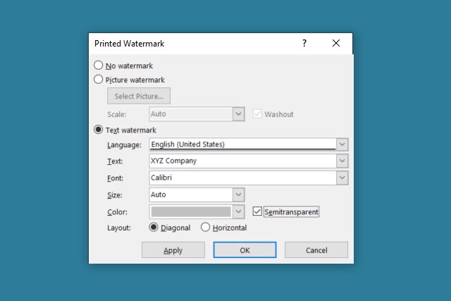 Comment ajouter un filigrane dans Word 4 Paramètres du filigrane textuel dans Word.