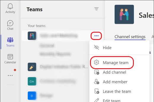 Comment créer une nouvelle équipe dans Microsoft Teams 9 Option Gérer l'équipe dans Microsoft Teams.