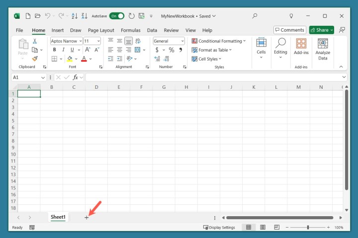 Comment utiliser Microsoft Excel : un guide pour les débutants 12 Signe plus pour ajouter une nouvelle feuille dans Excel.
