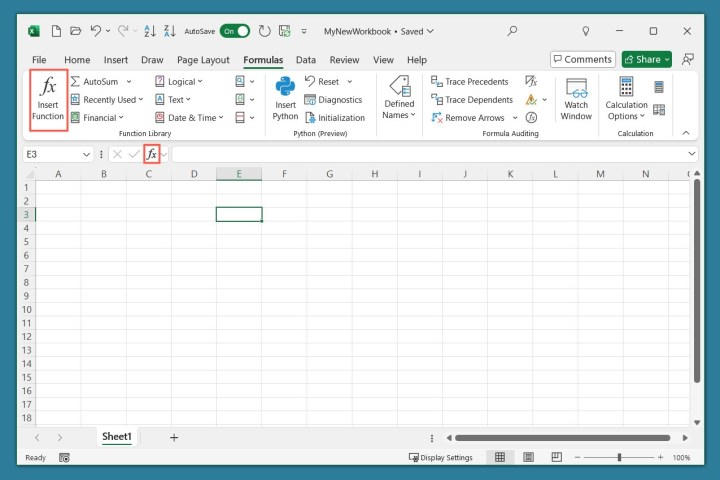 Comment utiliser Microsoft Excel : un guide pour les débutants 21 Bouton Insérer une fonction dans Excel.
