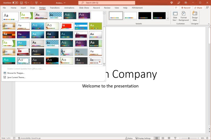 Meilleures pratiques pour créer des slides PowerPoint impressionnantes 5 Collection de thèmes dans PowerPoint.