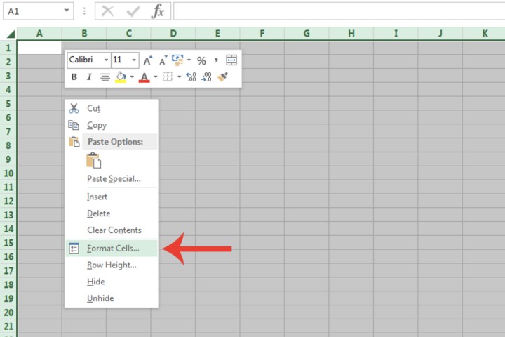 Le bouton Format de cellule dans Microsoft Excel.
