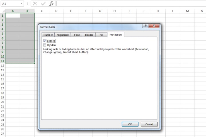 Verrouillage de cellules spécifiques dans Microsoft Excel à l'aide de la case Verrouillé.