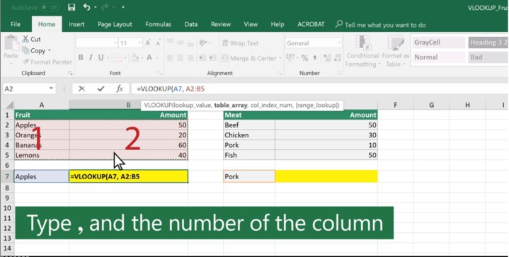 Comment utiliser VLOOKUP dans Excel 5 Choisissez le troisième argument de VLOOKUP.
