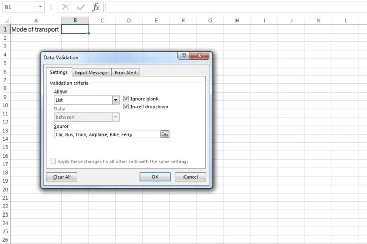 Comment créer une liste déroulante dans Excel 3 Saisie manuelle des données dans le champ Source pour une liste déroulante sur Microsoft Excel.