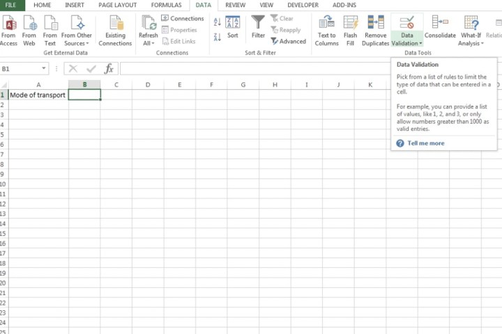 Comment créer une liste déroulante dans Excel 6 Le bouton Validation des données sur Microsoft Excel.