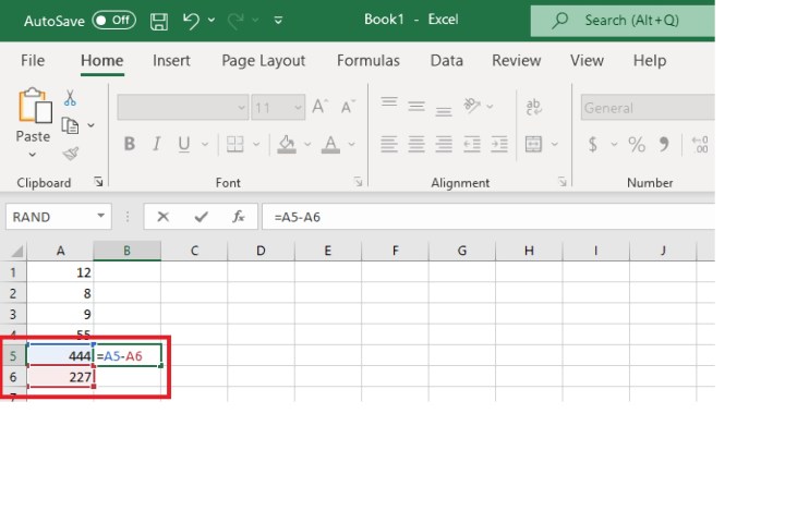 Comment soustraire dans Excel 5 Soustraction de deux nombres dans différentes cellules dans Excel avec des références de cellules et une formule.