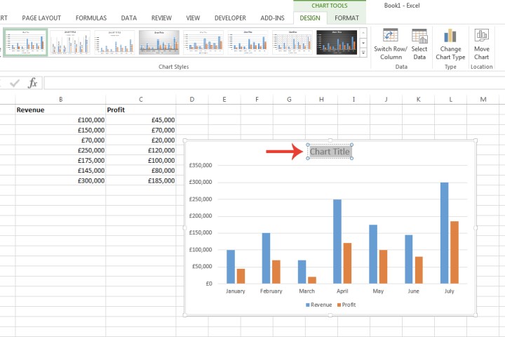 Les options de personnalisation pour un graphique dans Microsoft Excel.