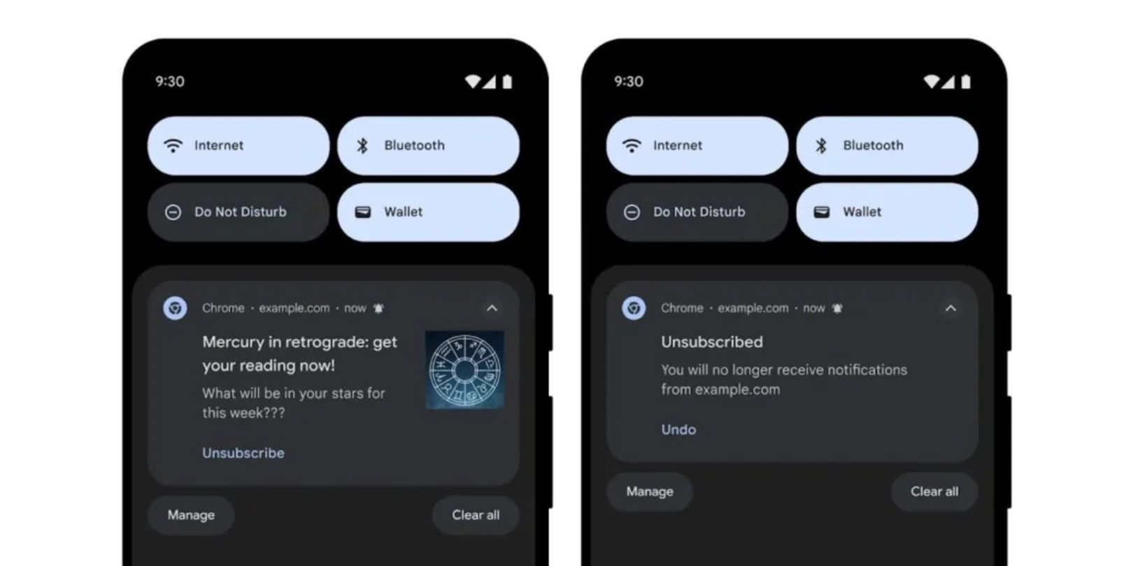 Google Chrome pour Android vous permet de désactiver les notifications d'un site web en un seul clic