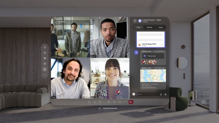 Microsoft Teams utilisé sur l'Apple Vision Pro.