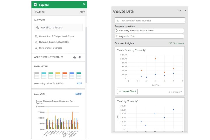 Outils Explorer et Analyser les données.