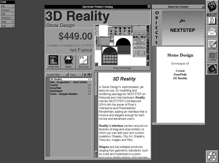 Il y a 35 ans, un système d'exploitation obscur a tout changé 3 L'Electronic AppWrapper (précurseur de l'App Store) fonctionnant sur le système d'exploitation NeXTSTEP.
