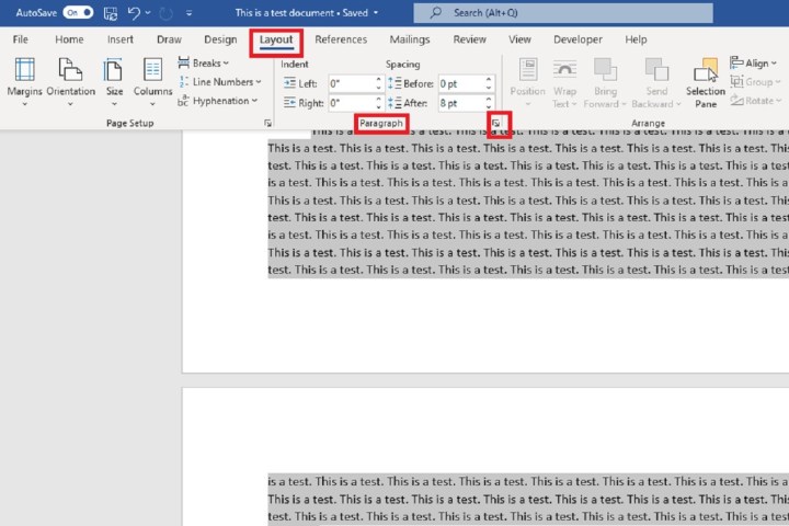 comment supprimer une coupure de page dans word ms onglet mise en page réglages paragraphe ajuster capture d'écran
