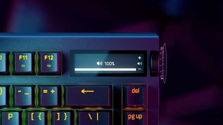Guide d'achat de clavier : tout ce que vous devez savoir 7 L'affichage OLED de 2 pouces sur le clavier Razer BlackWidow V4 Pro 75%.