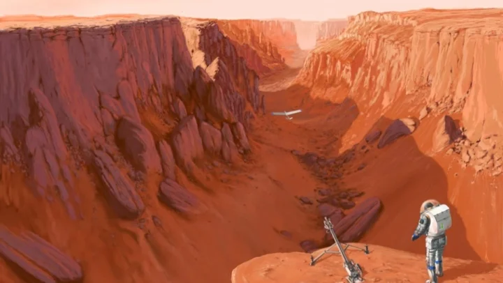 Explorer le Grand Canyon de Mars avec un essaim de drones robotiques 2 Ilustração do Valles Marineris de Marte
