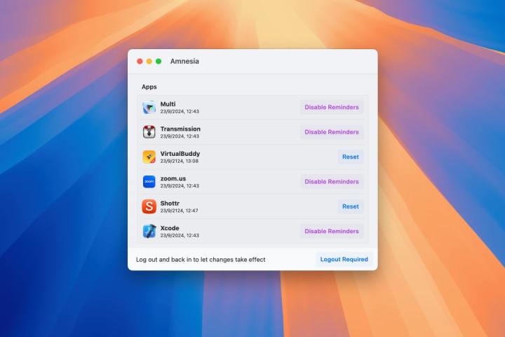 J'ai trouvé une application qui désactive les pop-ups ennuyeux de macOS Sequoia 1 L'application Amnesia en cours d'exécution sur macOS Sequoia.
