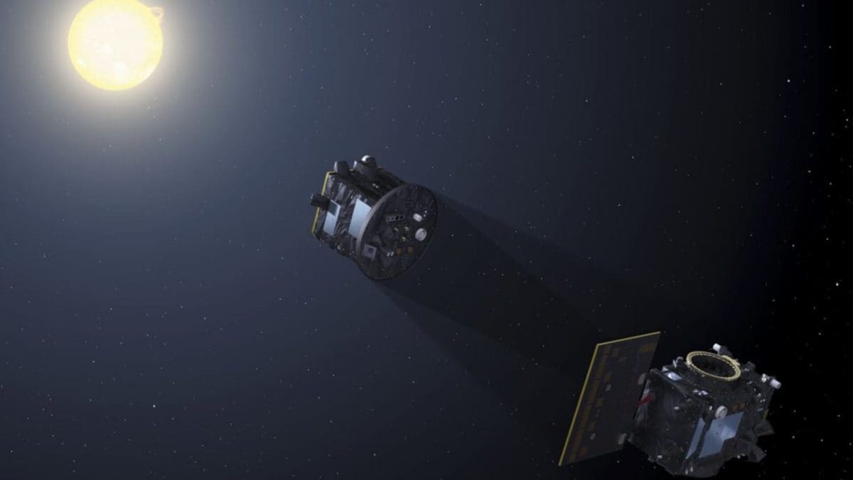 L'ESA veut créer des éclipses à commande : comment fonctionne le projet Proba 3 pour obscurcir le Soleil 2 ESA | Représentation des satellites de Proba-3