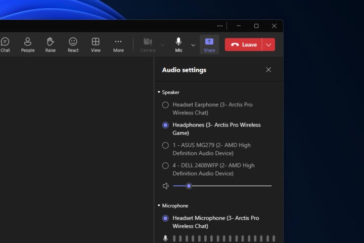 Microsoft Teams en ligne vs. bureau : Lequel est le meilleur 3 Ajustement des paramètres matériels de Teams.