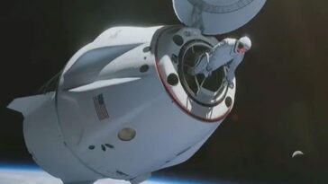 Illustration de la sortie dans l'espace privée de la mission Polaris Dawn / Crédit : SpaceX