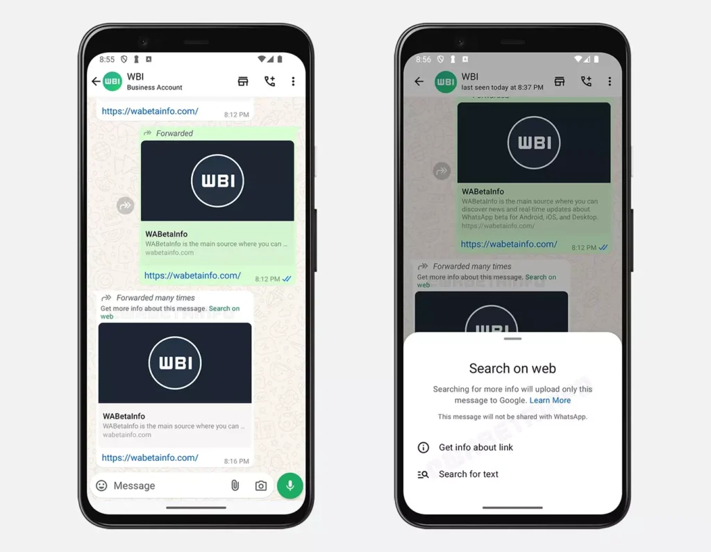 WhatsApp élève la sécurité des utilisateurs avec une simple recherche sur Internet 3 WhatsApp sécurité liens recherche