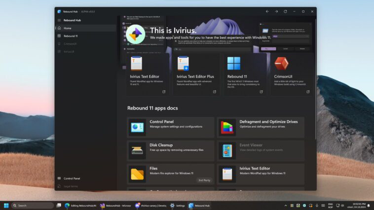 L'outil tiers "Rebound 11" vise à améliorer l'interface utilisateur de Windows 11, tout en gardant les fichiers système intacts 1 Third-party tool Rebound 11 aims to improve the Windows 11 UI, while keeping system files intact