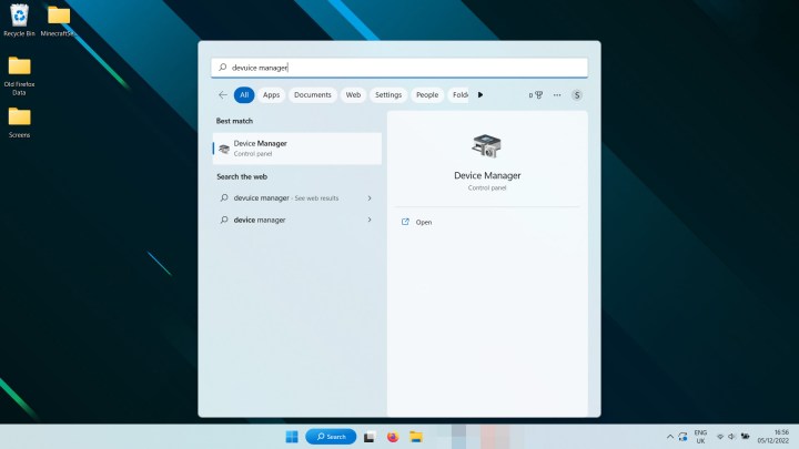 Recherche du Gestionnaire de périphériques dans Windows 11.