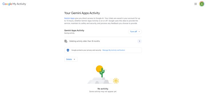Google Gemini Avancé : ce que c'est et comment l'utiliser 6 The Gemini Advanced Activity screen you're looking for