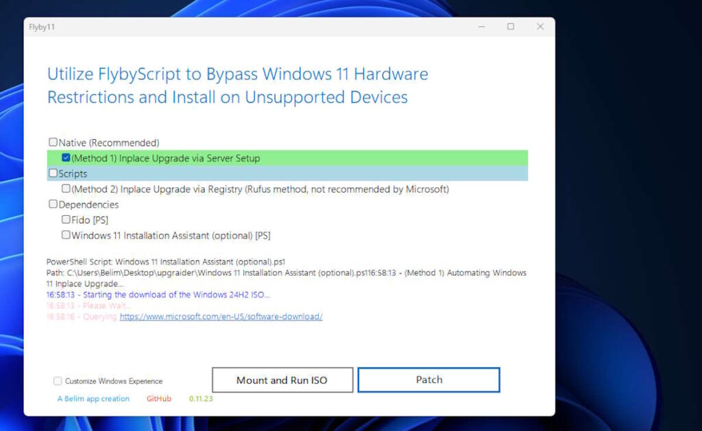 Profitez-en ! Cet outil apporte la mise à jour 24H2 de Windows 11 aux PC les plus anciens 3 Windows 11 Flyby11 mise à jour 24H2