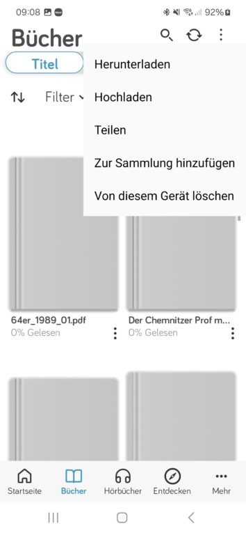 Théoriquement, l'application Tolino offre la possibilité de télécharger des eBooks. (Capture d'écran)