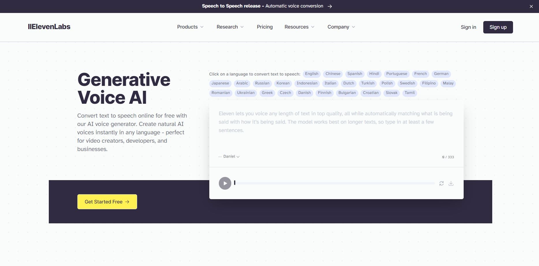 Comment convertir un livre en un audiobook 4 Eleven Labs propose une large gamme de voix différentes