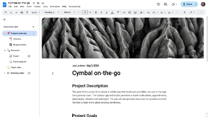 Cette nouvelle fonctionnalité de Google Docs est exactement ce que j'ai toujours voulu 2 Document Tabs utilisés dans un exemple de Google Doc.