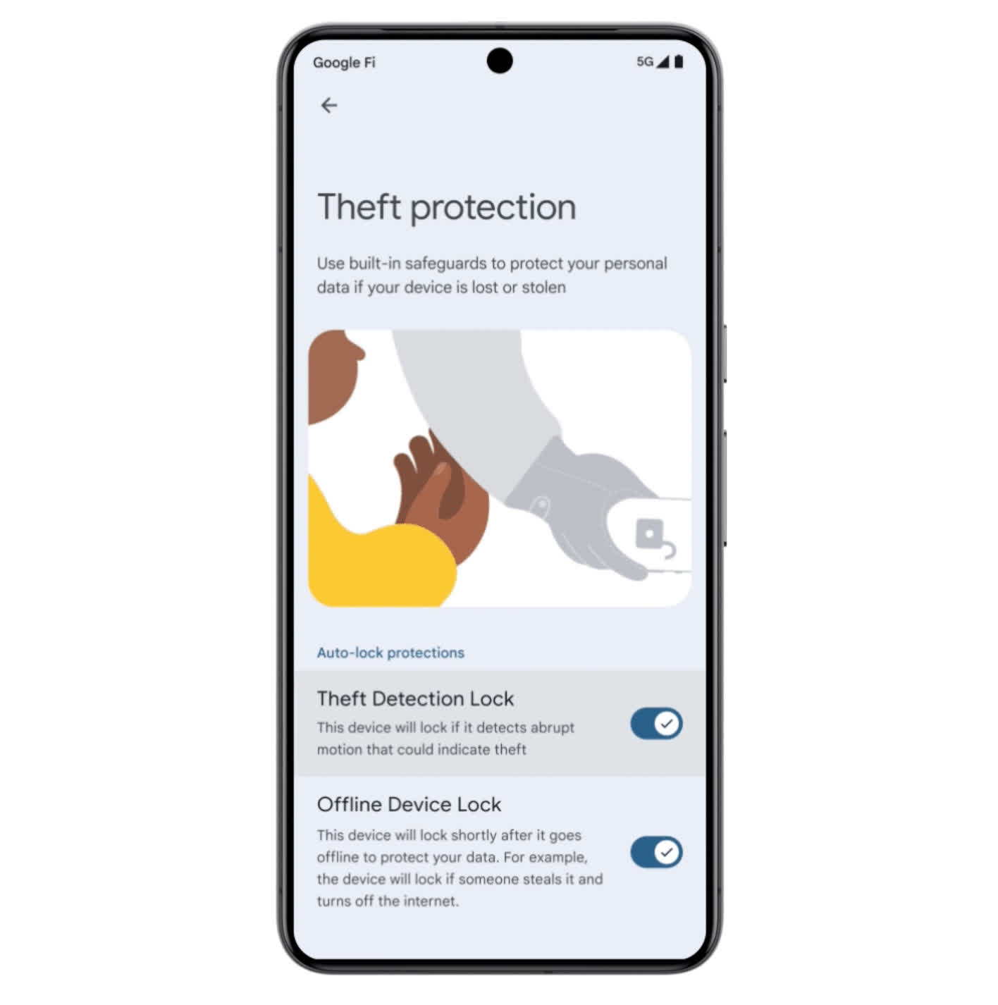 La dernière fonctionnalité de sécurité d'Android verrouillera les appareils en cas de détection de "mouvement associé au vol" 2 La derniere fonctionnalite de securite dAndroid verrouillera les appareils en