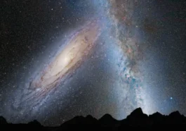 Illustration de la fusion entre la galaxie Voie lactée et Andromède