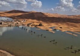 Il villaggio di Merzouga allagato. Credit: Morocco Desert Challenge / Facebook