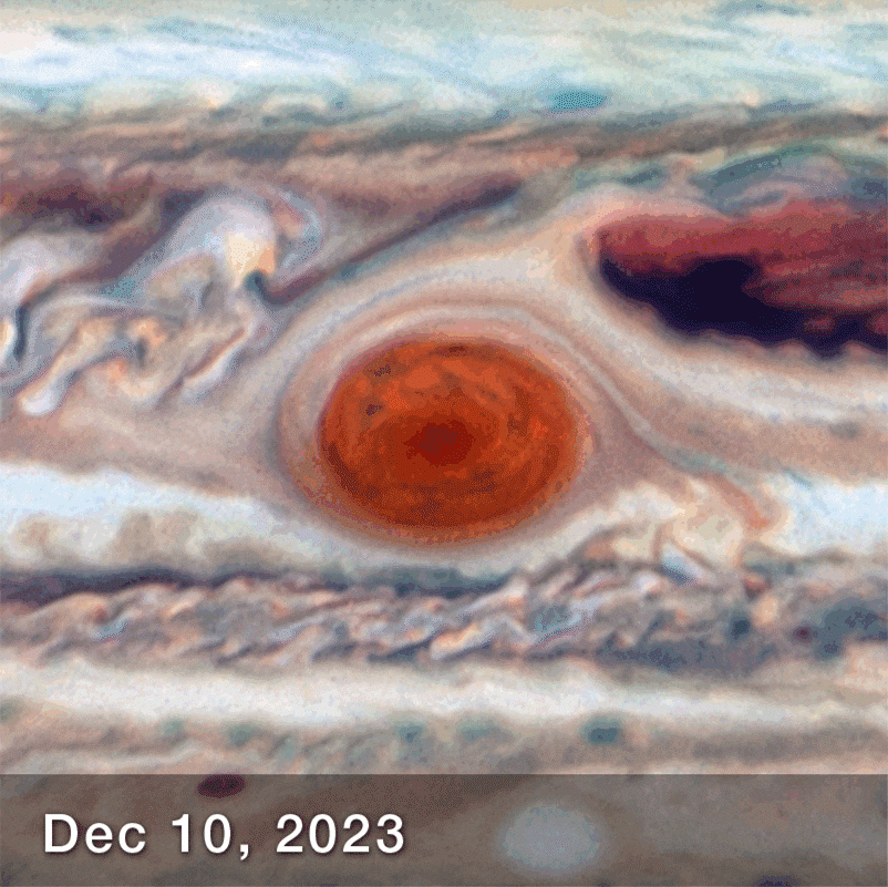 Le mystère de la Grande Tache Rouge de Jupiter : personne ne parvient à comprendre pourquoi elle continue à changer de forme 3 Comment la Grande Macchia Rossa change en 90 jours / Crédit : NASA, ESA, Amy Simon (NASA-GSFC) - Élaboration image : Joseph DePasquale (STScI)