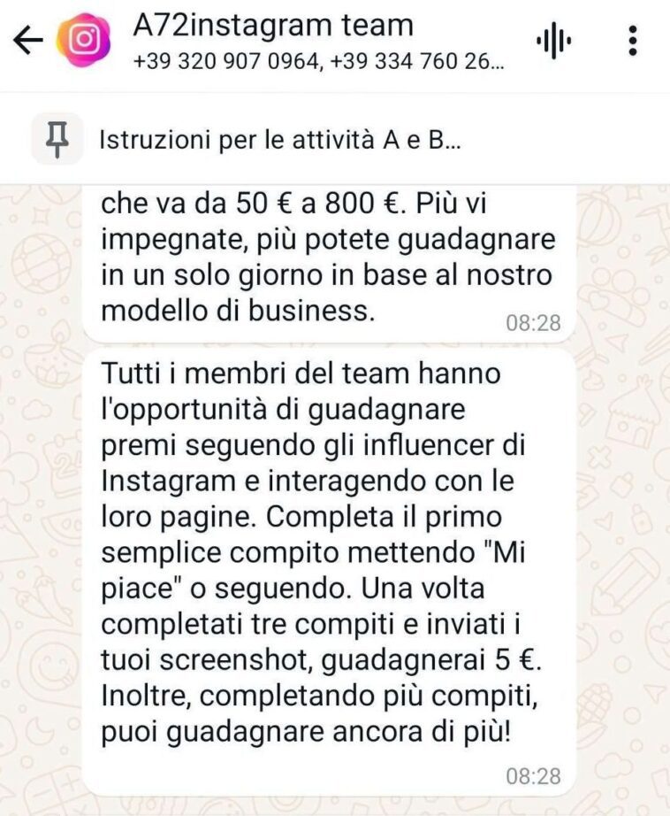 "Mets un like sur Instagram et ils te vident le compte" : comment fonctionne l'escroquerie des likes 1 TELEGRAM | La proposition pour entrer dans le groupe VIP