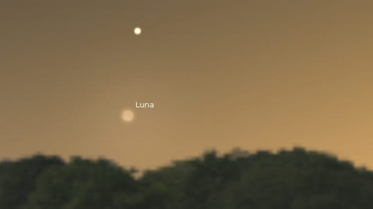 Simulazione della congiunzione astrale del 5 ottobre 2024. Credit: Stellarium
