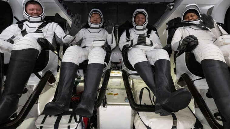 Un astronauta de la NASA hospitalisé après son retour de la Station Spatiale Internationale 1 Gli astronauti della NASA Matthew Dominick, Michael Barratt e Jeanette Epps, e il cosmonauta di Roscosmos Alexander Grebenki della SpaceX Crew-8 sono tornati sulla Terra venerdì mattina dopo otto mesi trascorsi sulla Stazione Spaziale Internazionale / Photo Credit: NASA