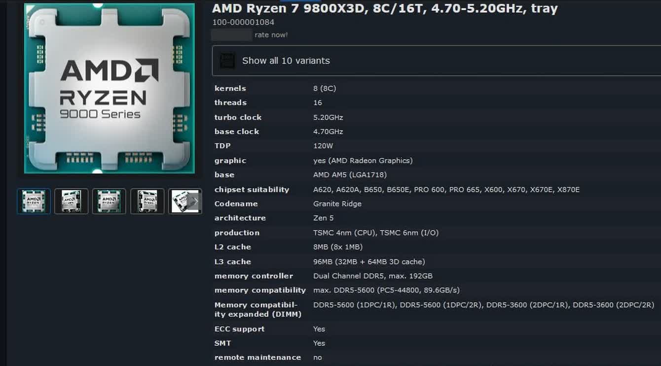 Une fuite sur le Ryzen 7 9800X3D d'AMD révèle un multiplicateur débloqué et une fréquence d'overclocking à 5,2 GHz 2 Une fuite sur le Ryzen 7 9800X3D dAMD revele un