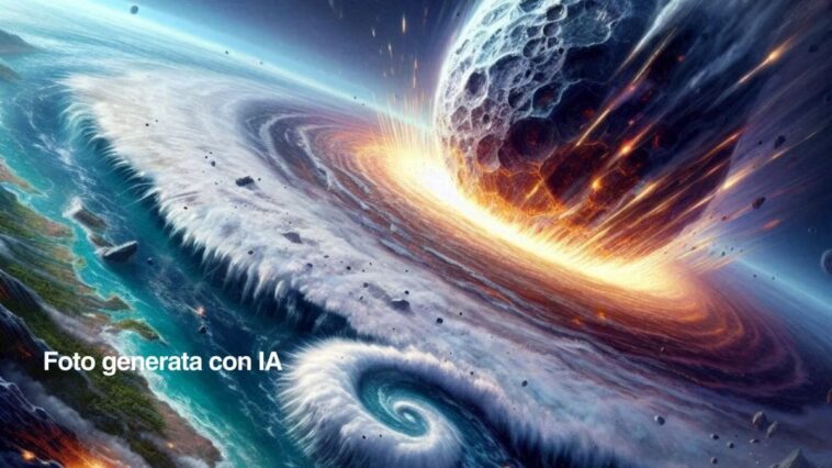 Une météorite plus grande que celle qui a tué les dinosaures à l'origine de la vie sur Terre : l'étude 1 Image générée par IA en tant que réinterprétation de la description fournie par l'étude