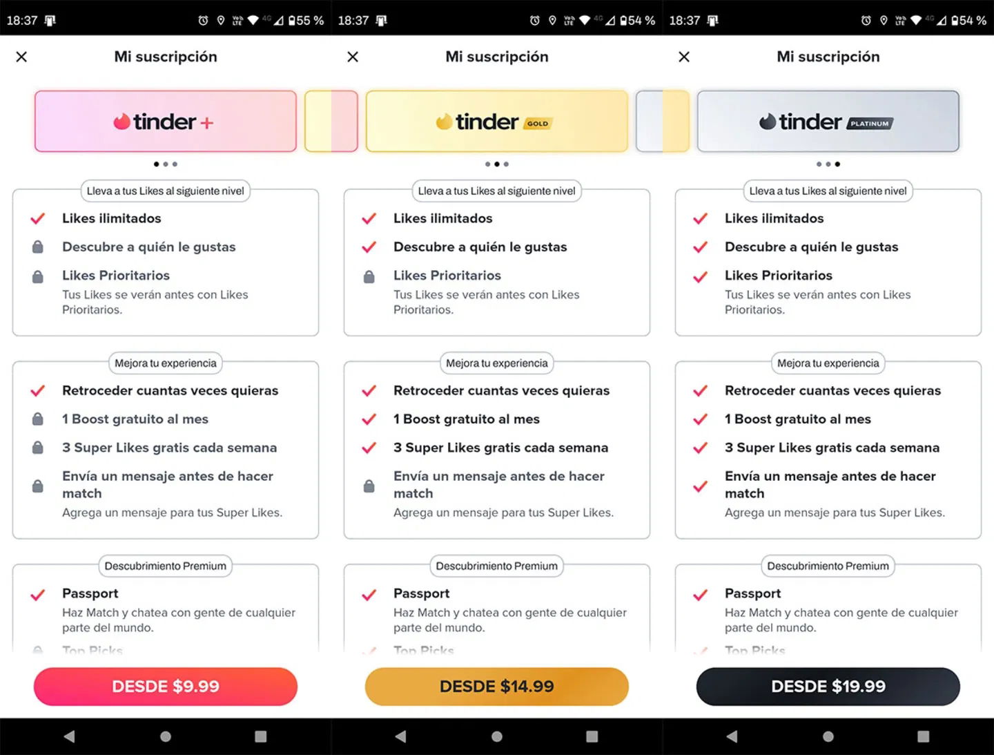 Tinder propose plusieurs options de paiement