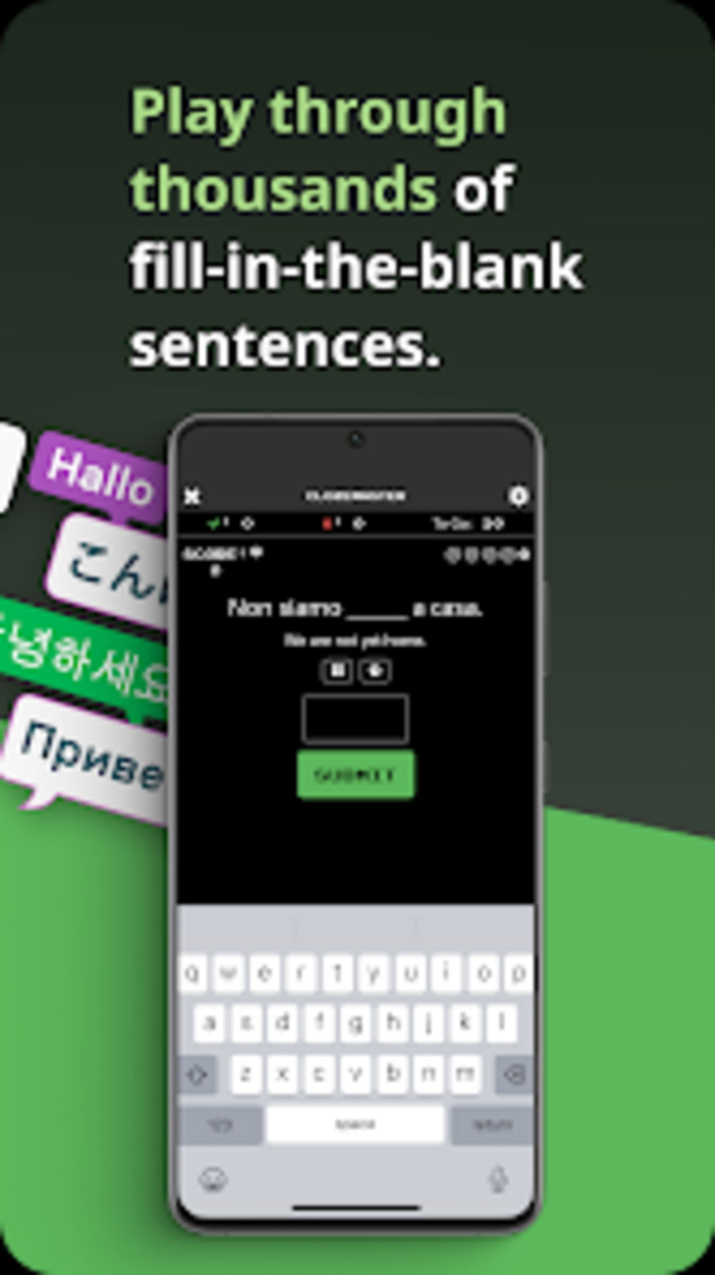 Clozemaster se base sur des exercices de remplissage de lacunes