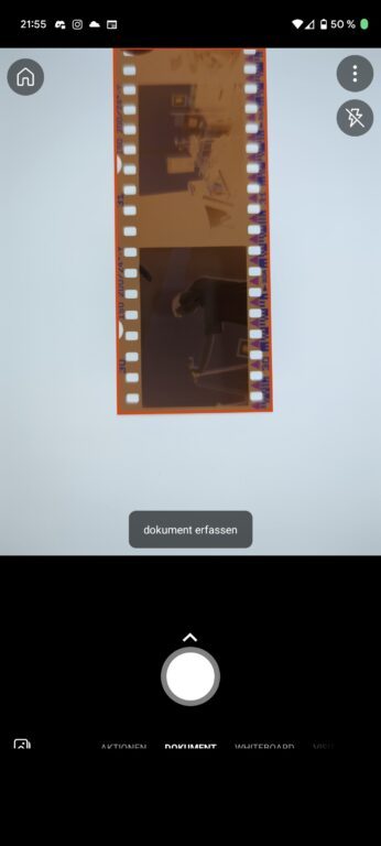 Photographie d'un négatif dans Microsoft Lens