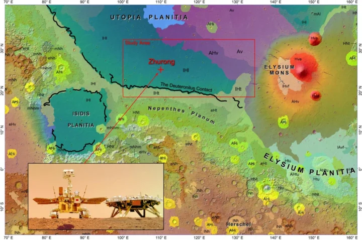 Le rover chinois Zhurong découvre la côte de Mars : un océan géant existait vraiment ! 3 1731189471 689 Le rover chinois Zhurong decouvre la cote de Mars.webp