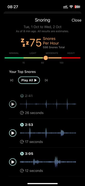 Mieux dormir avec l'Apple Watch : Comparatif des applications de suivi du sommeil 6 SleepWatch TopSnores